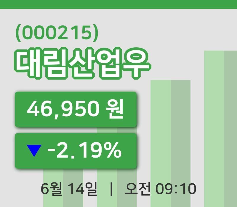 [대림산업우주가] 9시 10분 현재 46,950원