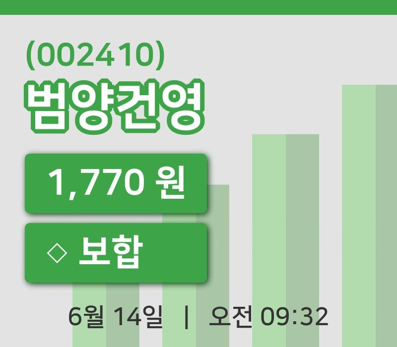 [범양건영주가] 14일 9시 32분 현재 1,770원