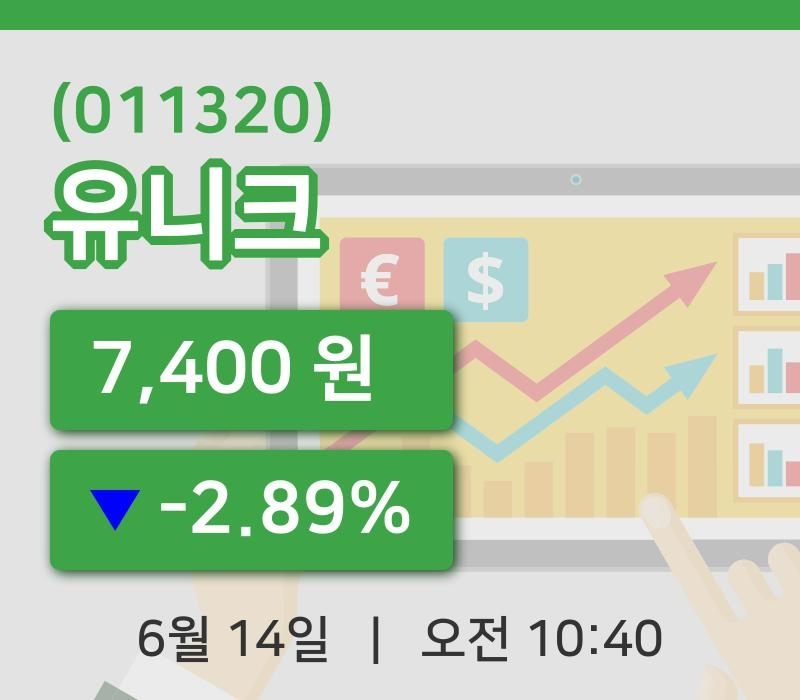 [유니크주가] 14일 이시각 현재  7,400원
