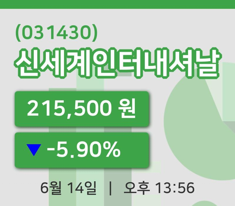 [신세계인터내셔날주가] 13시 56분 현재 215,500원