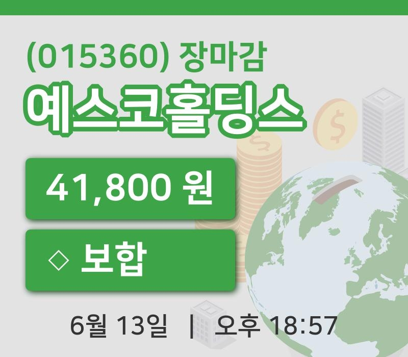 주식마감예스코홀딩스 13일 41,800원 마감그래프복습 및 분석