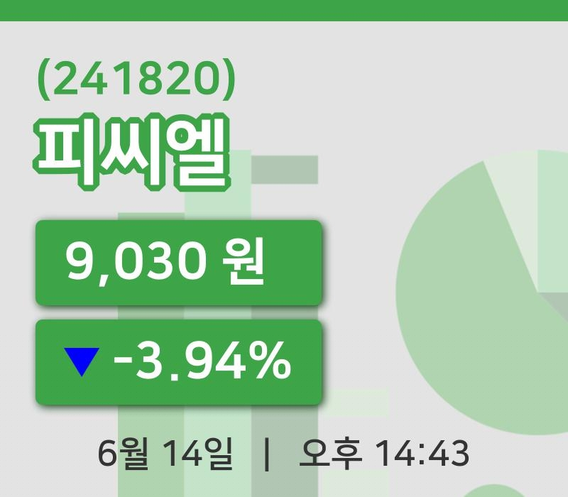 [피씨엘주가] 14시 43분 현재 9,030원