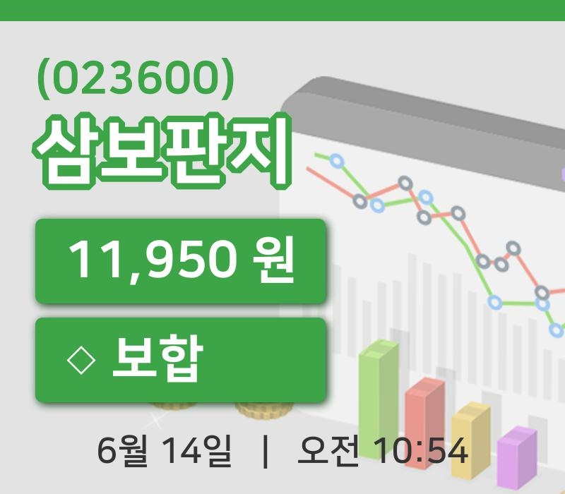[삼보판지주가] 14일 이시각 현재  11,950원