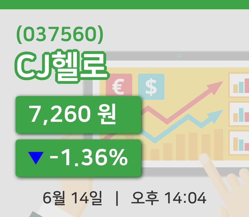 [CJ헬로주가] 14일 14시 04분 현재 7,260원