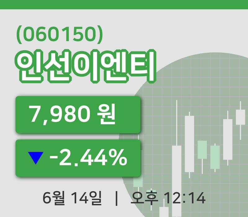 [인선이엔티주가] 14일 12시 14분 현재 7,980원