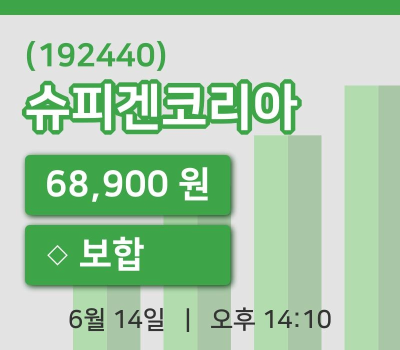 [슈피겐코리아주가] 14시 10분 현재 68,900원