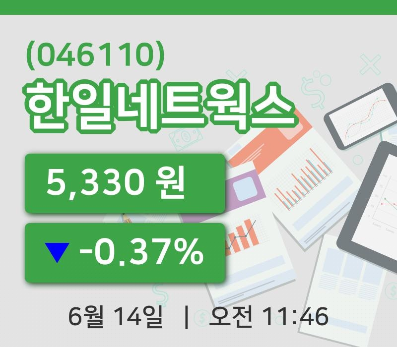 [한일네트웍스주가] 14일 11시 46분 현재 5,330원