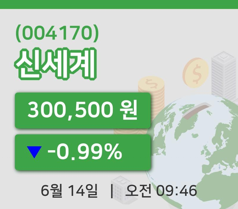 [신세계주가] 9시 46분 현재 300,500원