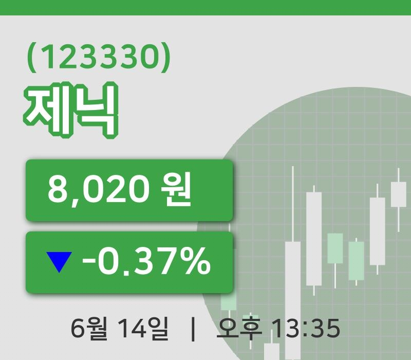 [제닉주가] 14일 13시 35분 현재 8,020원