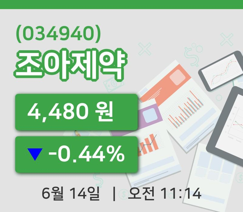 [조아제약주가] 14일 이시각 현재  4,480원