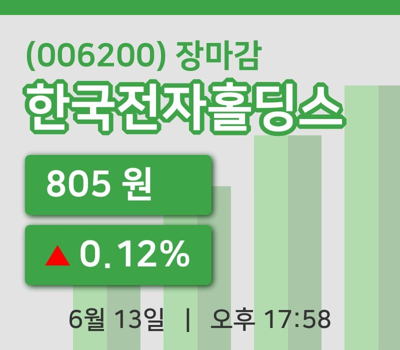 코스피마감증시한국전자홀딩스 13일 805원 장마감그래프복습하기