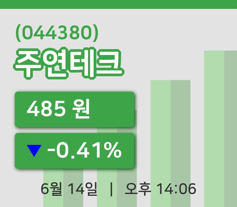 [주연테크주가] 14시 06분 현재 485원