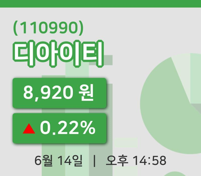 [디아이티주가] 14일 14시 58분 현재 8,920원
