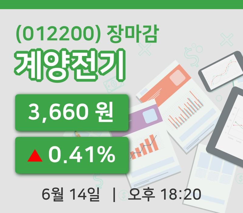 코스피마감증시계양전기 14일 3,660원 마감그래프종합