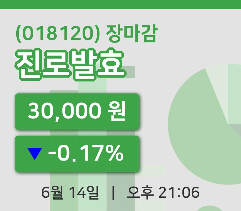 마감증시보고진로발효 14일 30,000원 마감...