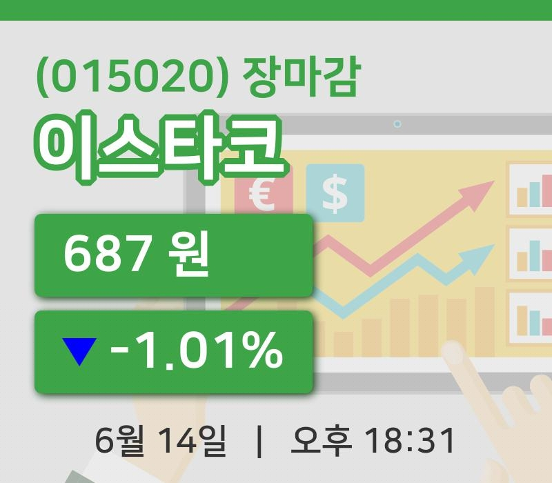 국내주식마감이스타코 14일 687원 장종료...