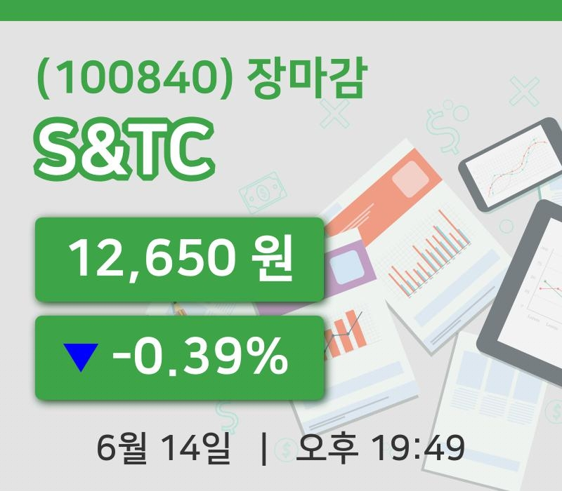 국내증시마감S&TC 14일 12,650원 마감