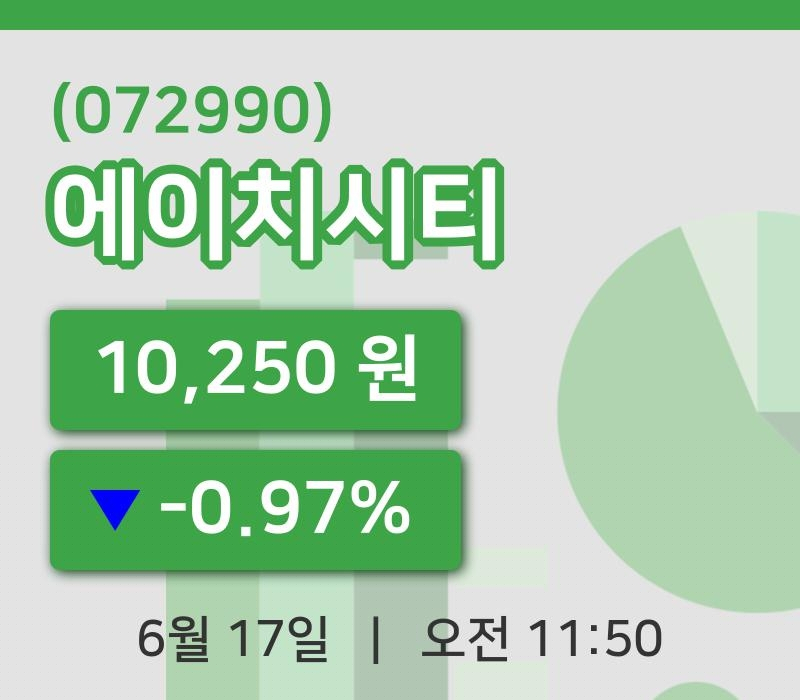 [에이치시티주가] 17일 이시각 현재  10,250원
