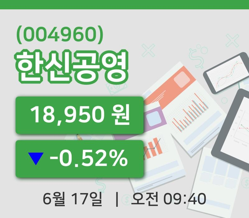 [한신공영주가] 17일 이시각 현재  18,950원