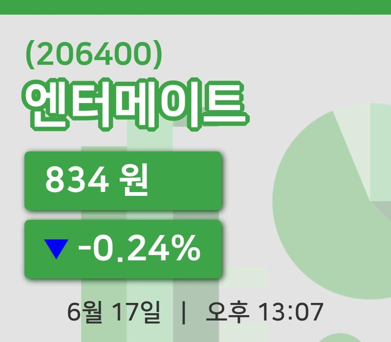 [엔터메이트주가] 13시 07분 현재 834원