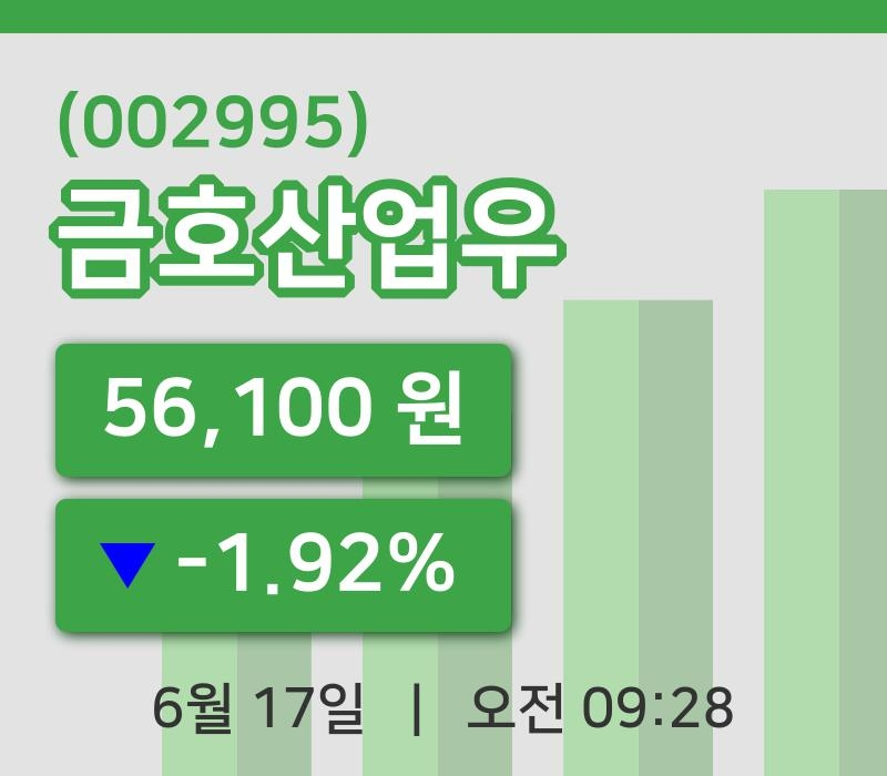[금호산업우주가] 17일 9시 28분 현재 56,100원