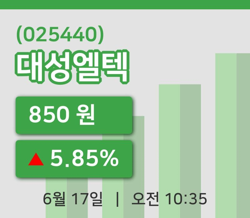 [대성엘텍주가] 17일 이시각 현재  850원