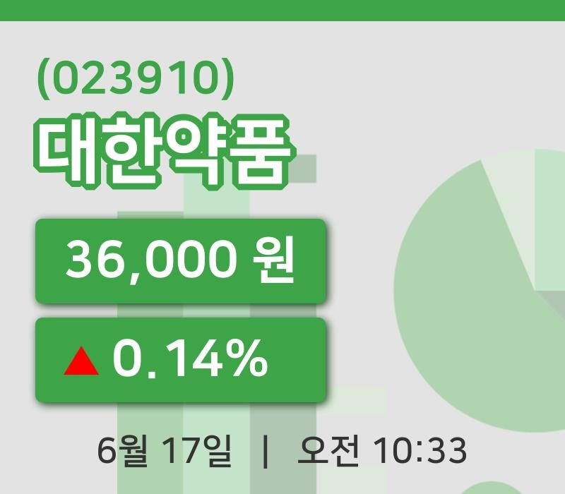 [대한약품주가] 17일 10시 33분 현재 36,000원