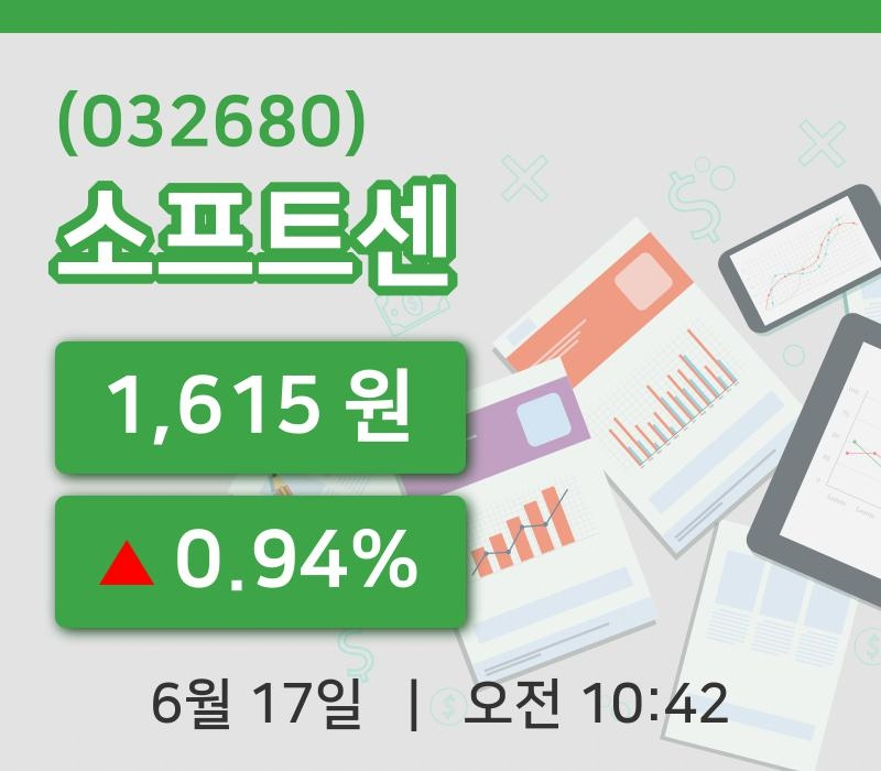[소프트센주가] 17일 이시각 현재  1,615원