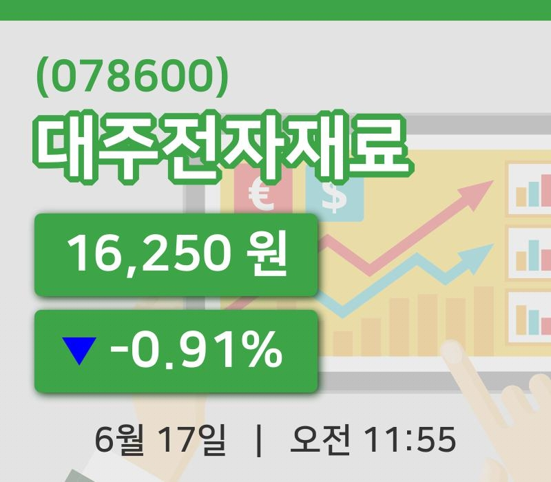 [대주전자재료주가] 17일 11시 55분 현재 16,250원