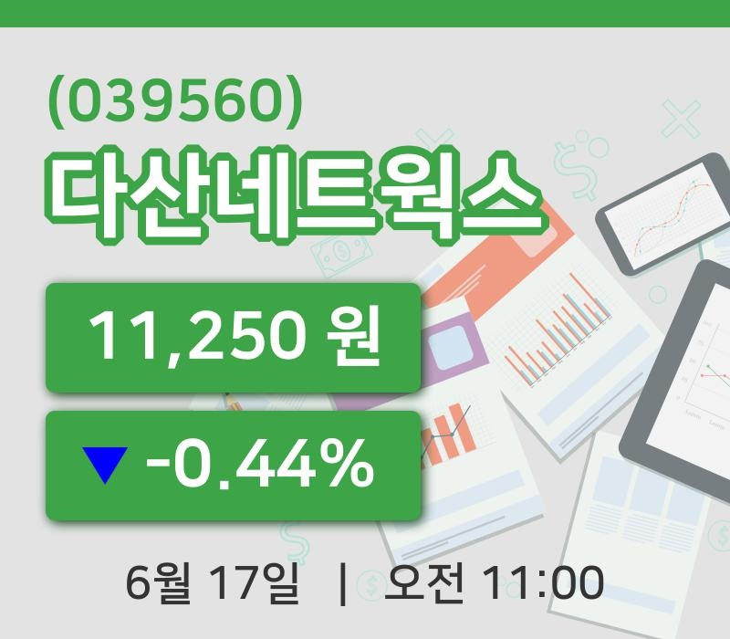 [다산네트웍스주가] 11시 00분 현재 11,250원