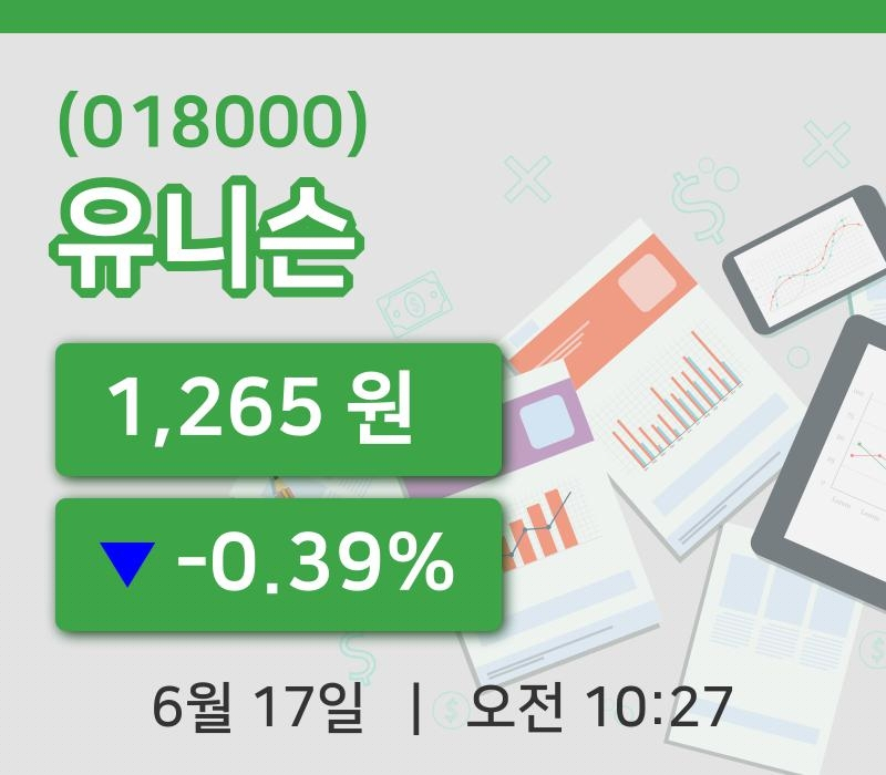 [유니슨주가] 10시 27분 현재 1,265원