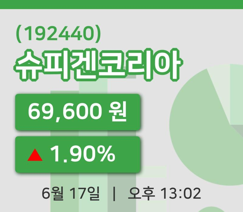 [슈피겐코리아주가] 13시 02분 현재 69,600원