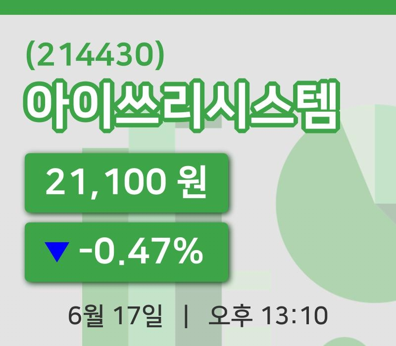 [아이쓰리시스템주가] 17일 이시각 현재  21,100원