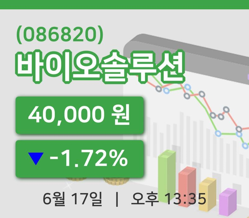 [바이오솔루션주가] 17일 이시각 현재  40,000원