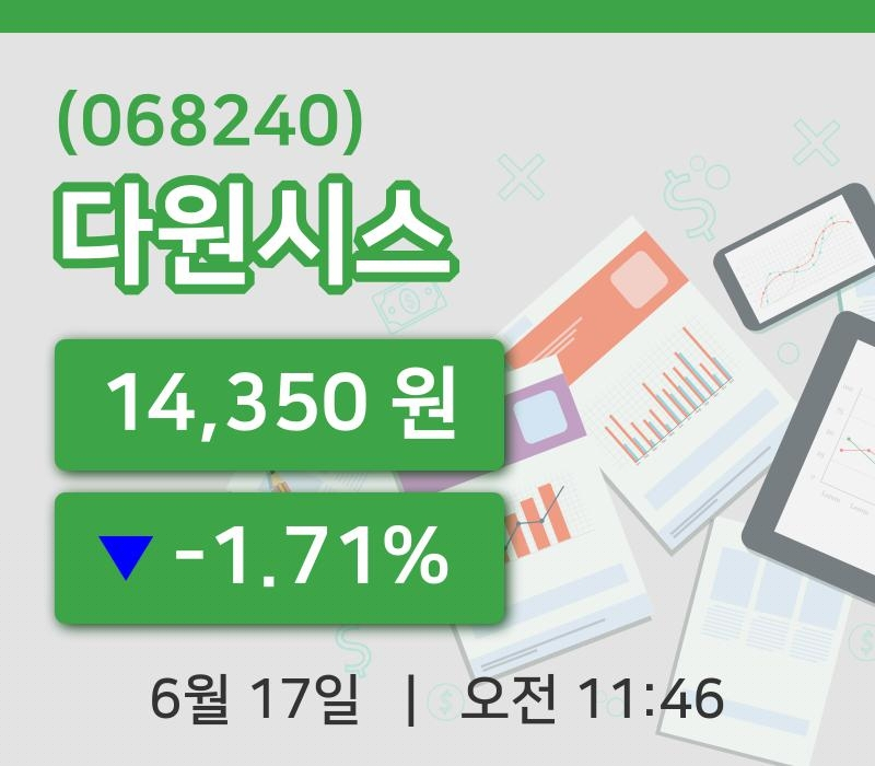 [다원시스주가] 11시 46분 현재 14,350원