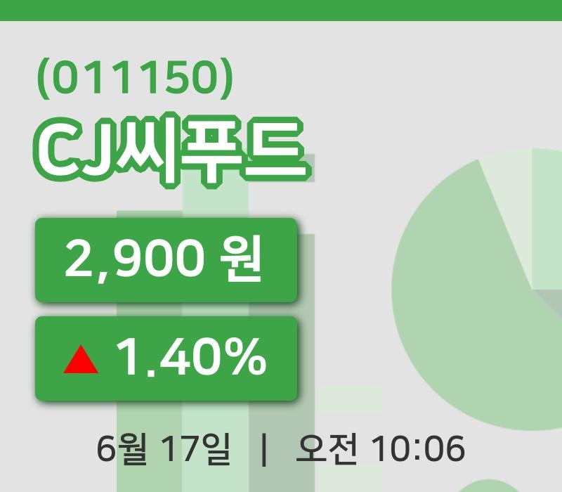 [CJ씨푸드주가] 10시 06분 현재 2,900원