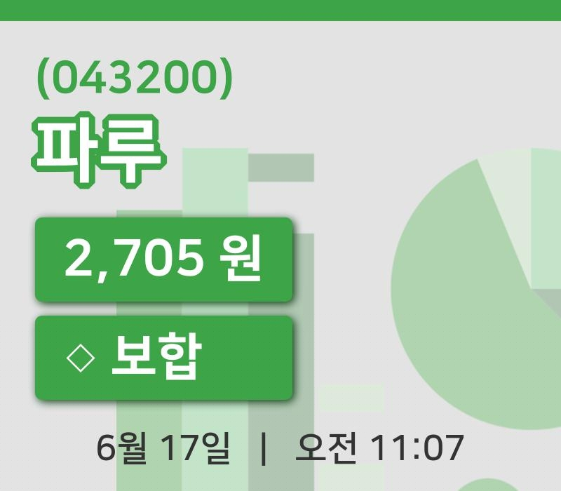 [파루주가] 17일 11시 07분 현재 2,705원
