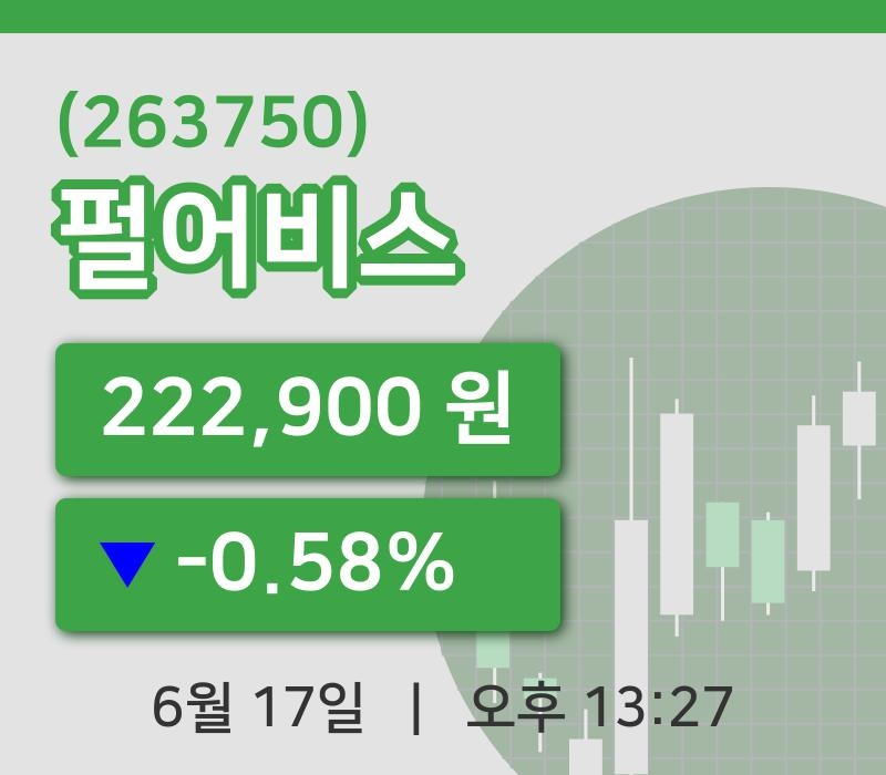 [펄어비스주가] 13시 27분 현재 222,900원