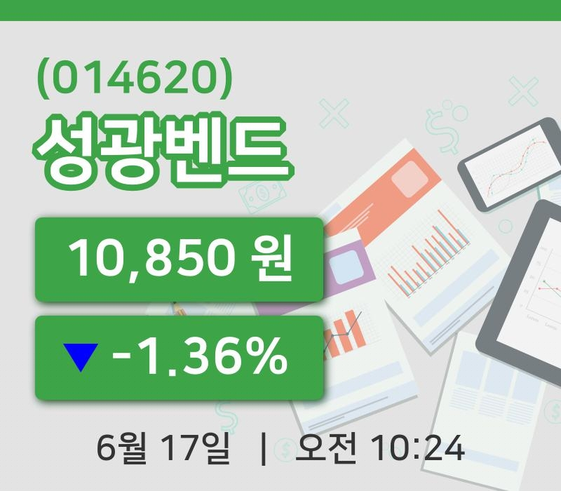[성광벤드주가] 10시 24분 현재 10,850원