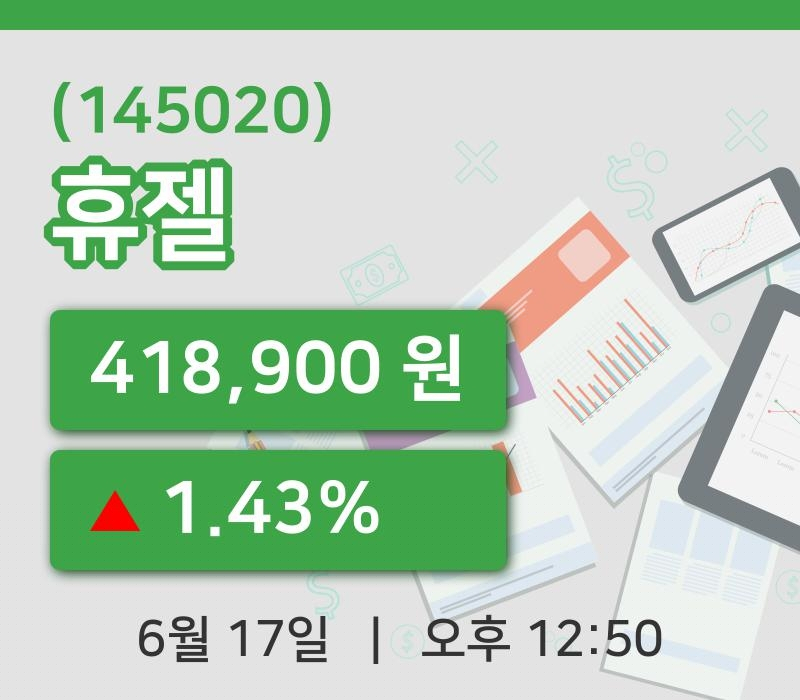 [휴젤주가] 12시 50분 현재 418,900원