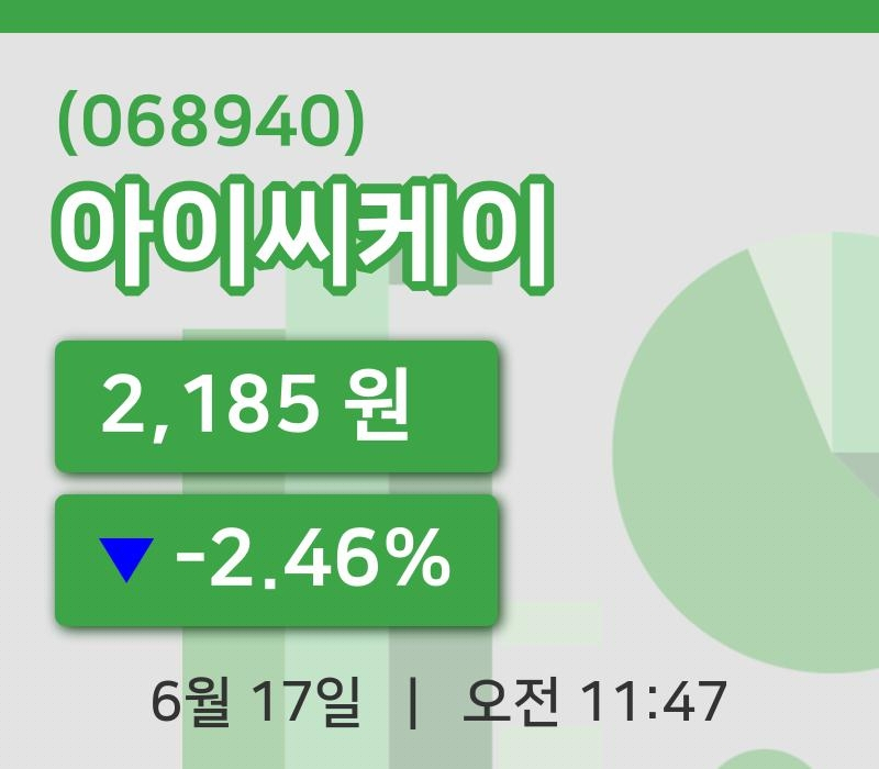 [아이씨케이주가] 17일 11시 47분 현재 2,185원