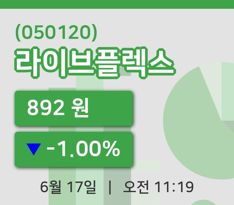 [라이브플렉스주가] 17일 이시각 현재  892원
