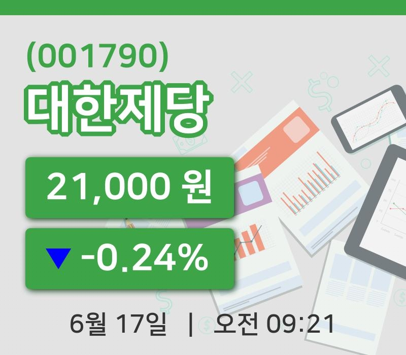 [대한제당주가] 9시 21분 현재 21,000원