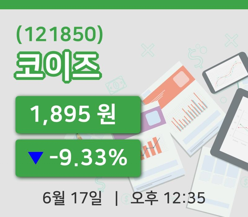 [코이즈주가] 17일 12시 35분 현재 1,895원