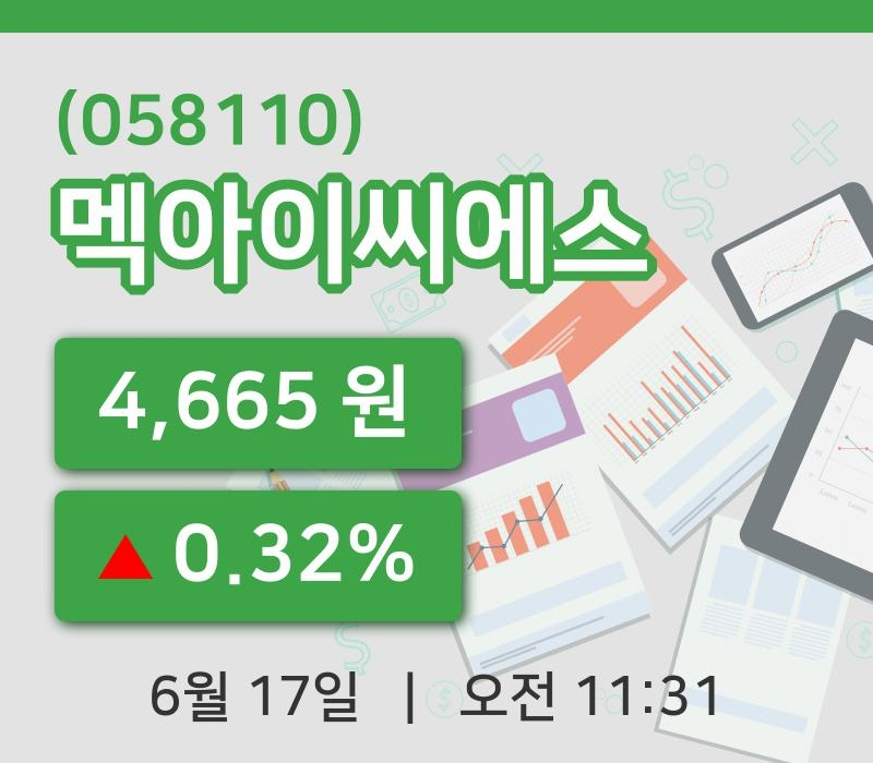 [멕아이씨에스주가] 17일 이시각 현재  4,665원