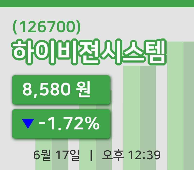 [하이비젼시스템주가] 17일 12시 39분 현재 8,580원