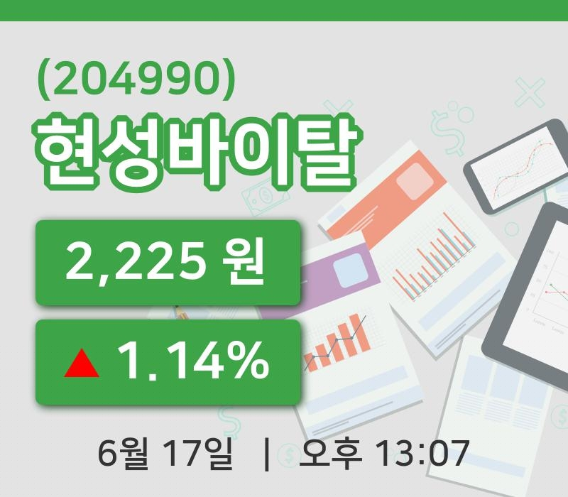 [현성바이탈주가] 17일 이시각 현재  2,225원