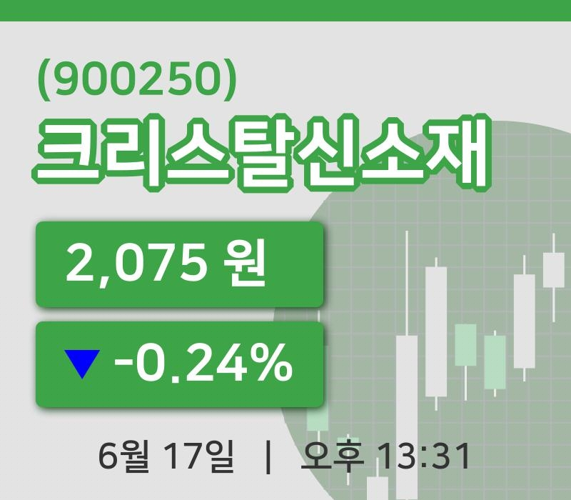 [크리스탈신소재주가] 17일 13시 31분 현재 2,075원