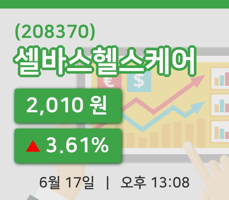 [셀바스헬스케어주가] 17일 이시각 현재  2,010원