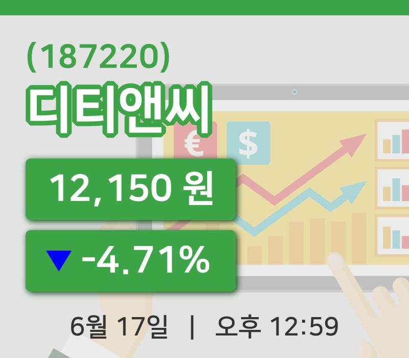 [디티앤씨주가] 17일 이시각 현재  12,150원